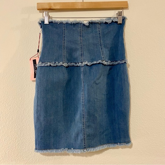 Y2K Blue Denim Lace Up Cotton Blend Mini Skirt - Picture 3 of 9